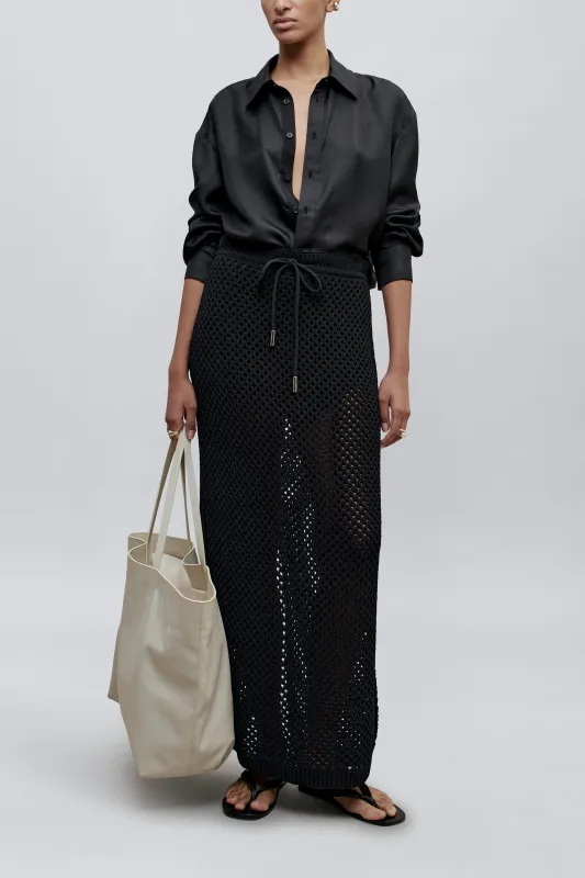 Regina Drawstring Skirt in Mesh Knit made by Kall Meyer