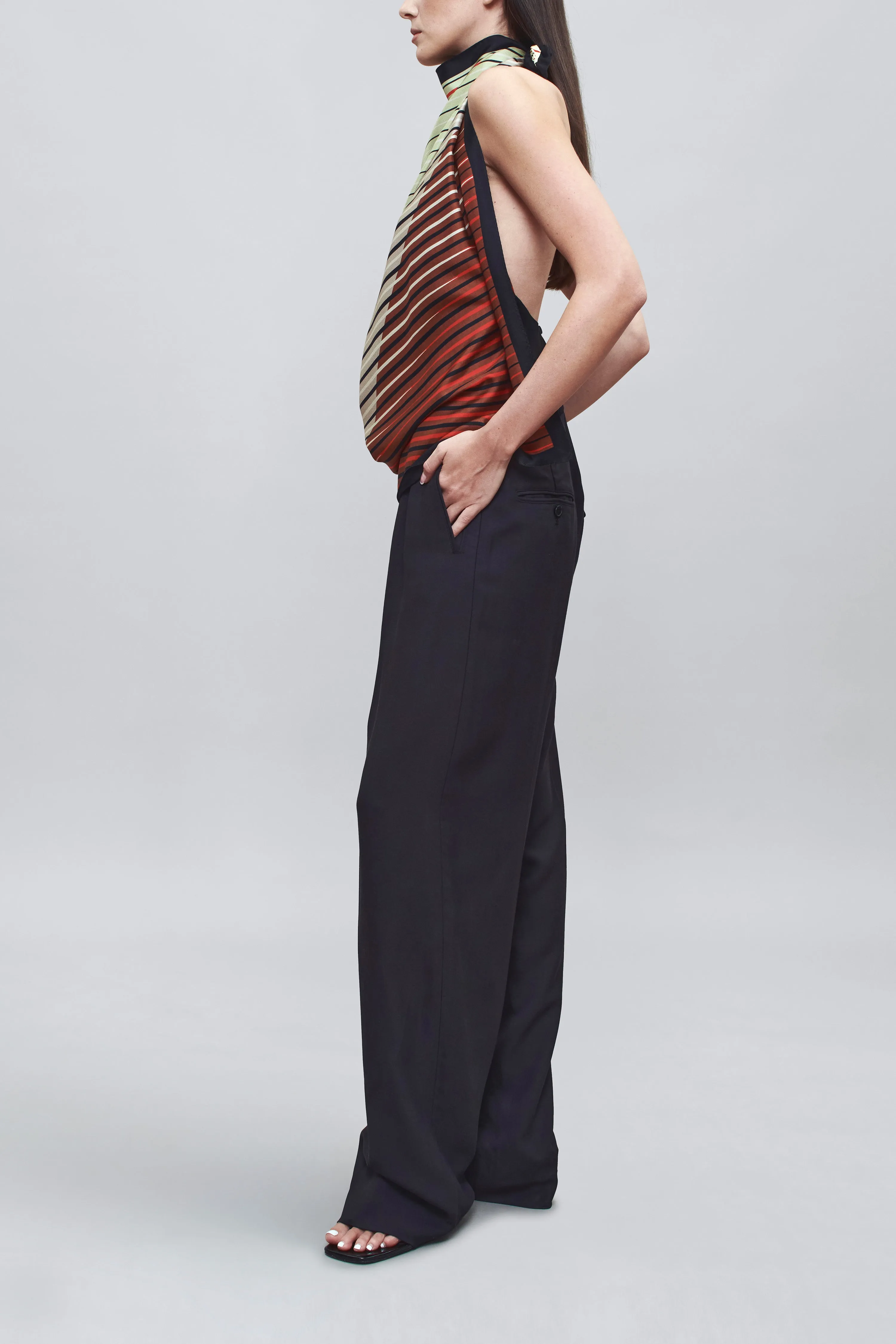 Aiden Pleated Trouser in Stretch Viscose sold by Kall Meyer product image thumbnail 3