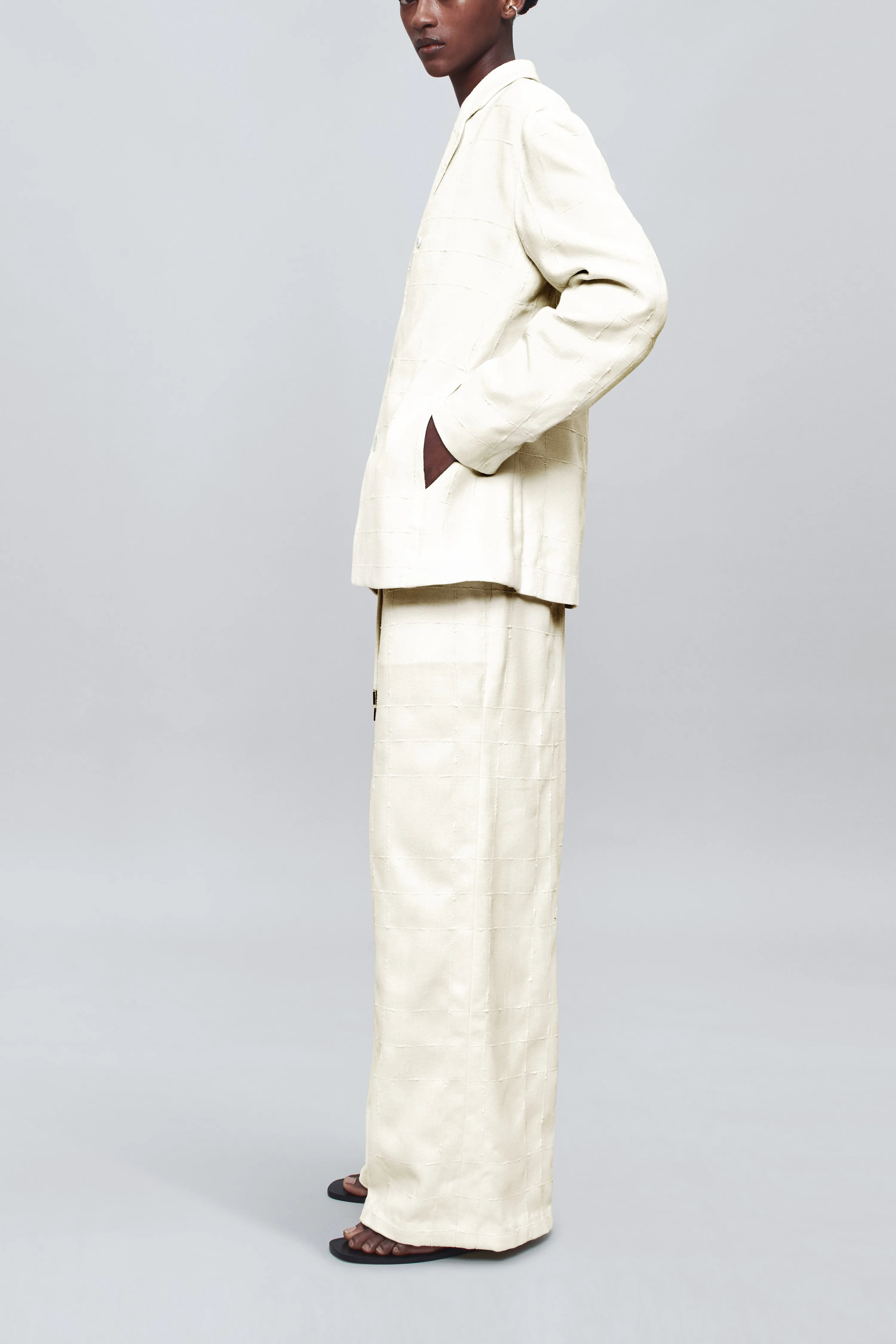 Wesley Drawstring Pant in Boucle Grid sold by Kall Meyer product image thumbnail 3