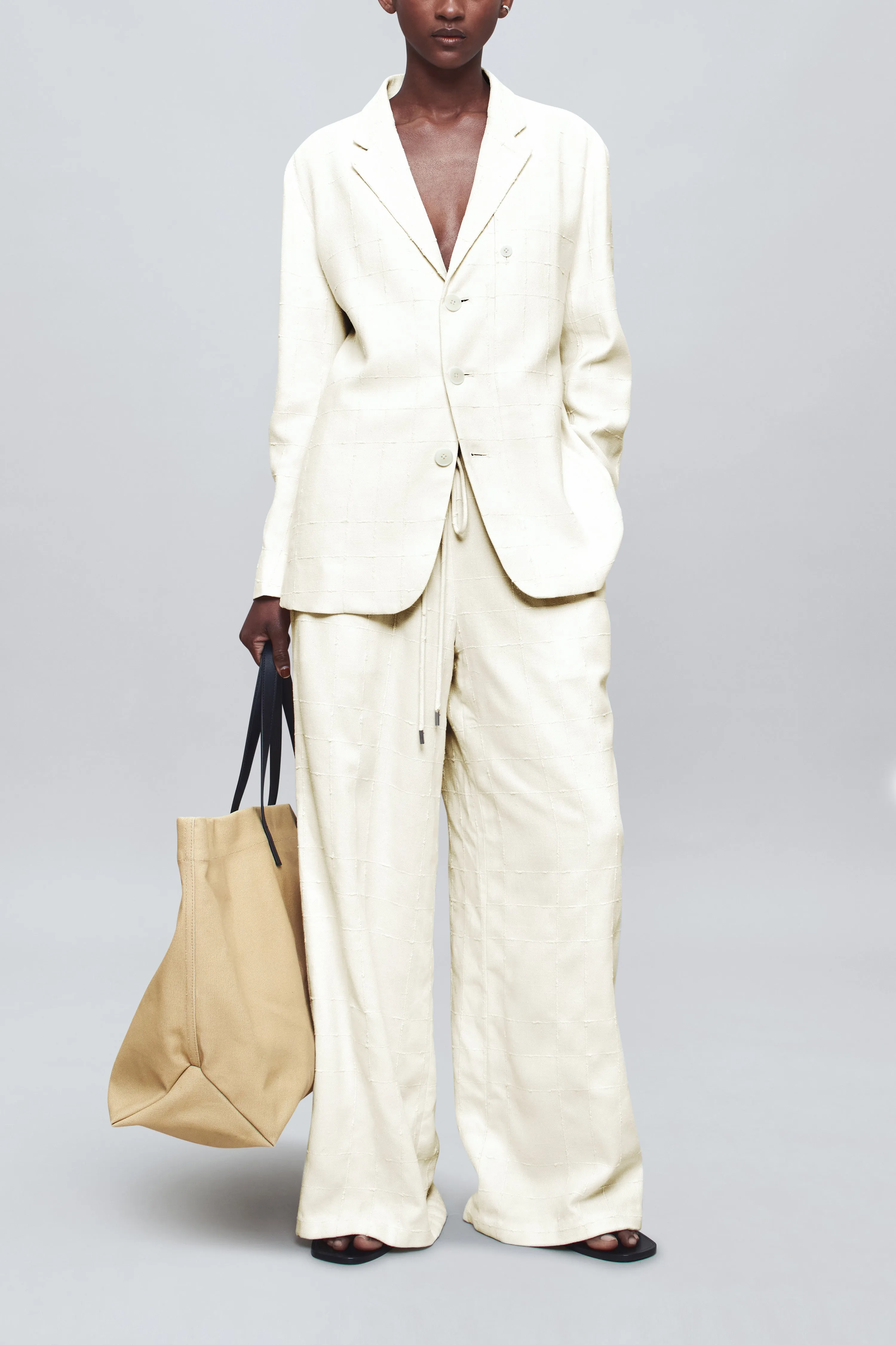 Wesley Drawstring Pant in Boucle Grid sold by Kall Meyer
