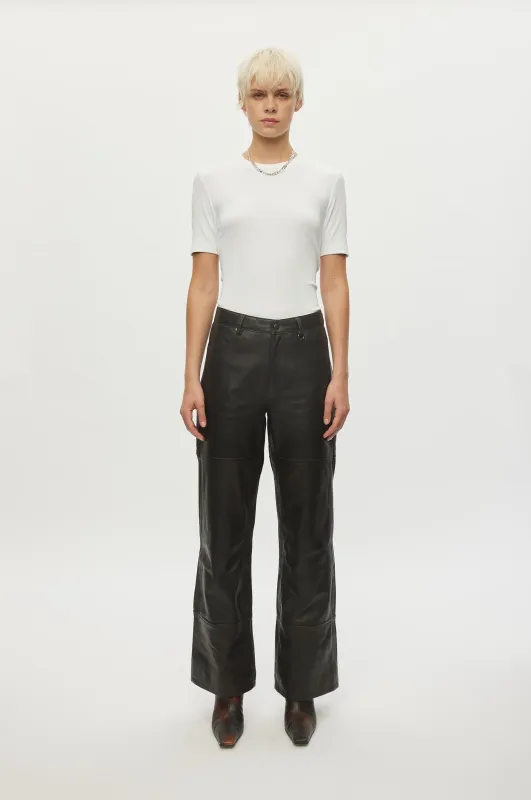 Time Leather Trousers made by oval square