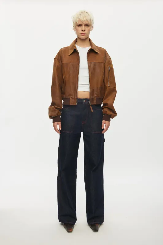 Rocky Leather Bomber made by oval square
