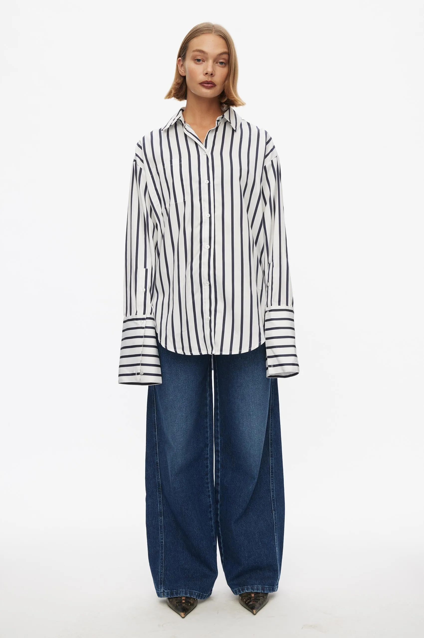 Daily Striped Oversized Shirt sold by oval square