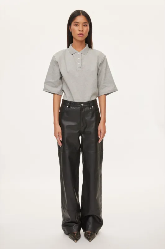 Time Leather Trousers made by oval square