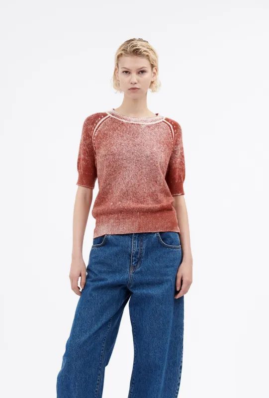 Inside-out Garment Print Shirt, Chestnut Red made by ODEEH