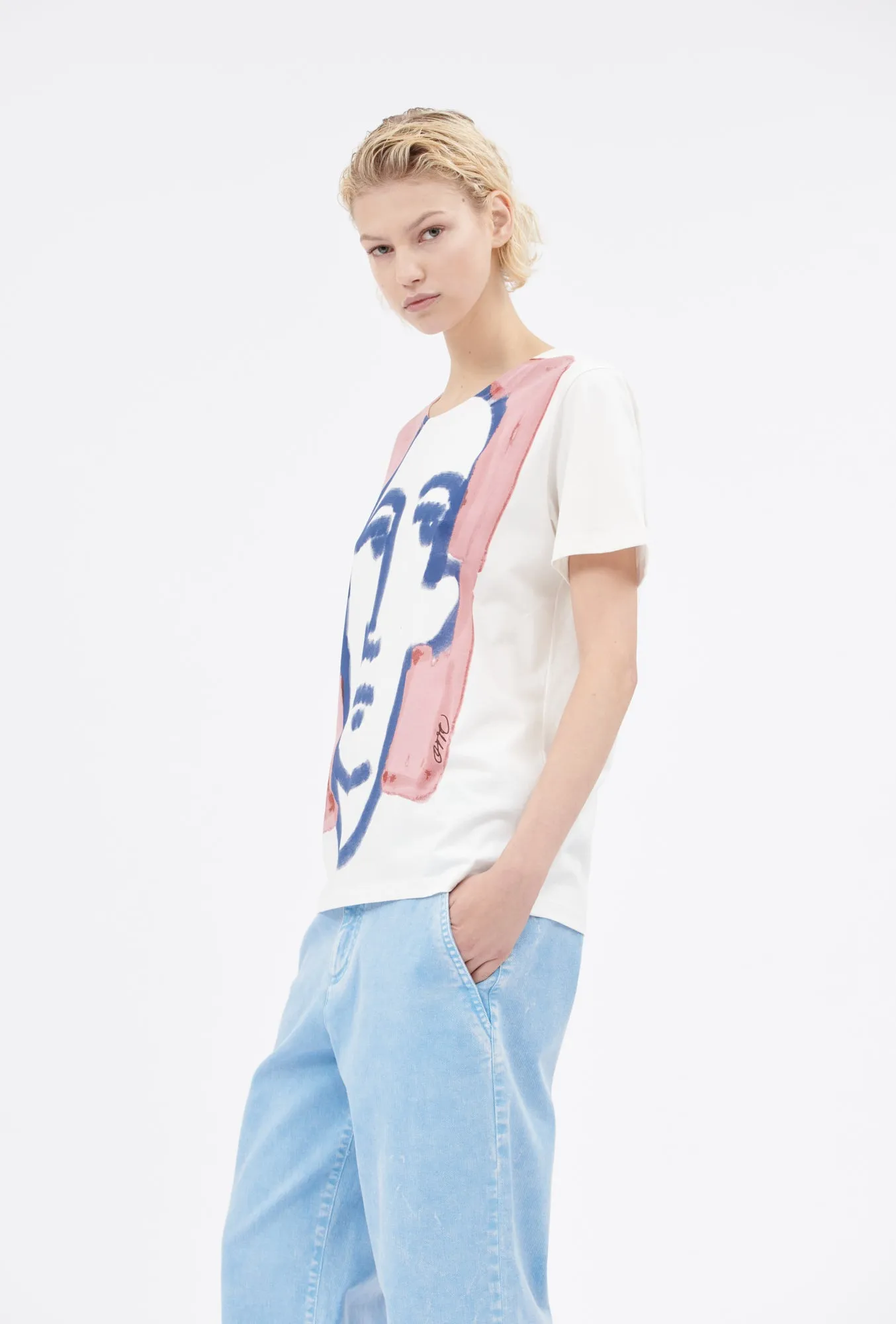 Organic Single Jersey T-Shirt, Rosé sold by ODEEH product image thumbnail 3