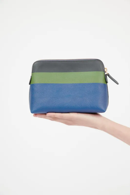 Hand Painted Leather Zip Bag, Steel made by ODEEH