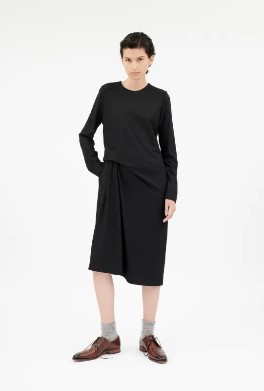 Light Wool Jersey Kleid, Jet Black made by ODEEH