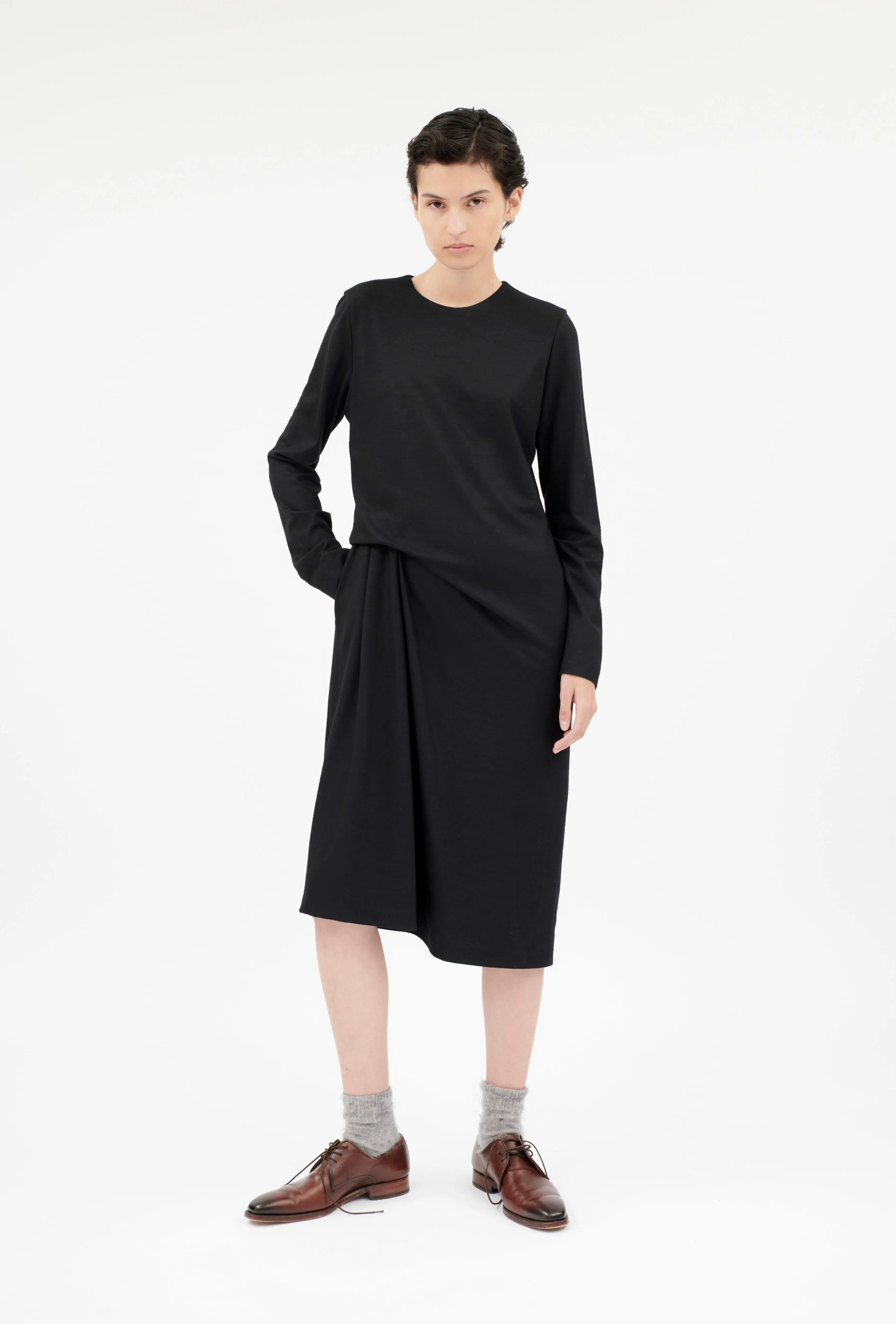 Light Wool Jersey Kleid, Jet Black sold by ODEEH
