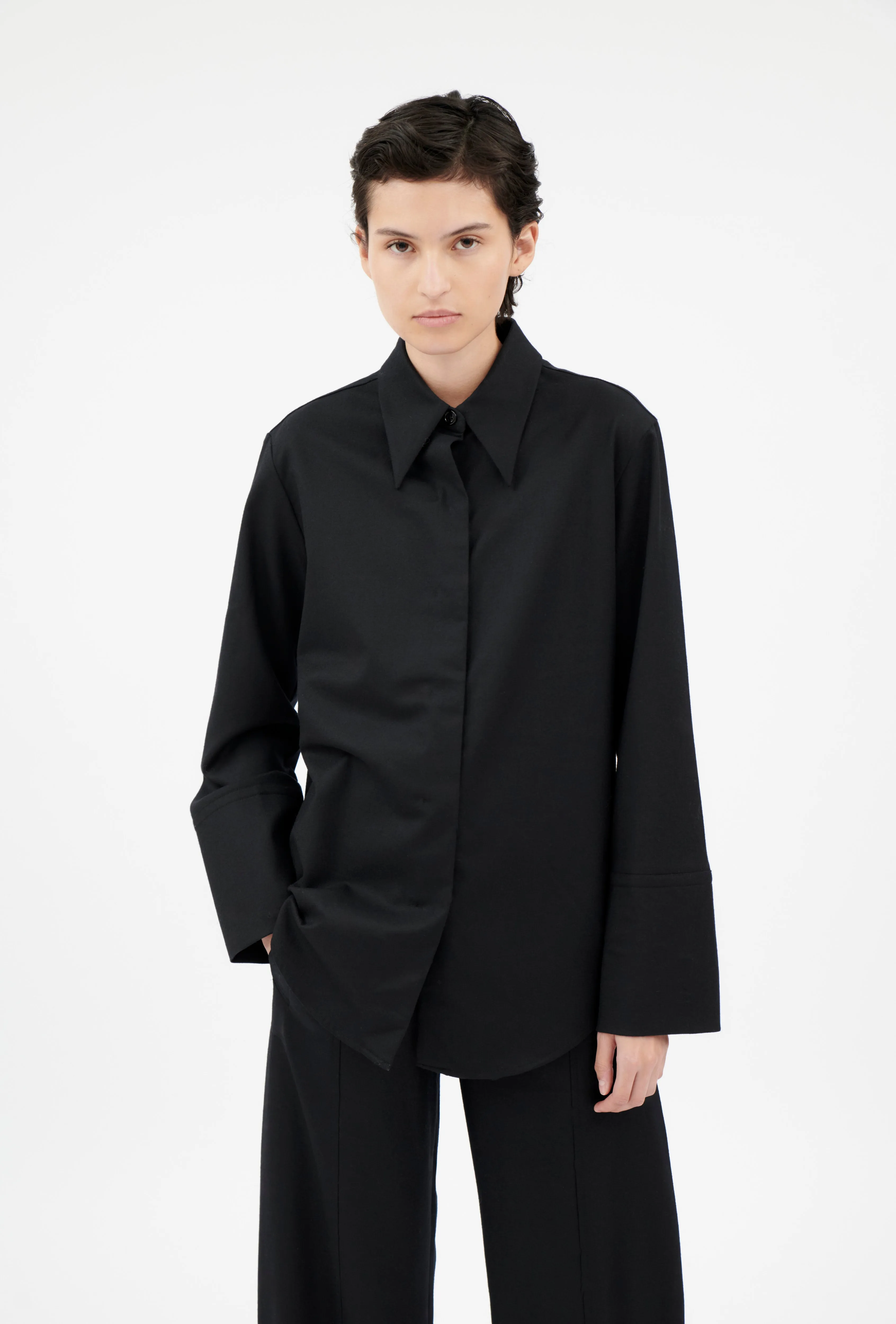 Flannel Bluse, Jet Black sold by ODEEH