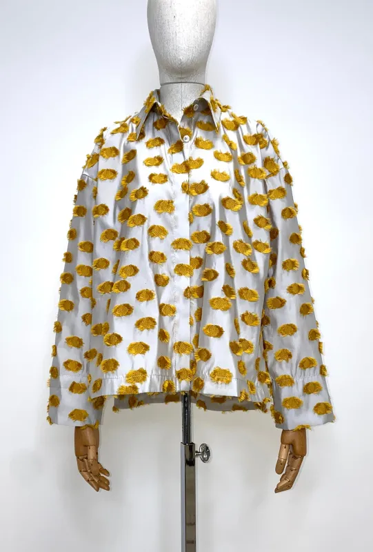 Filcoupé Dots Bluse, Jade Yellow made by ODEEH