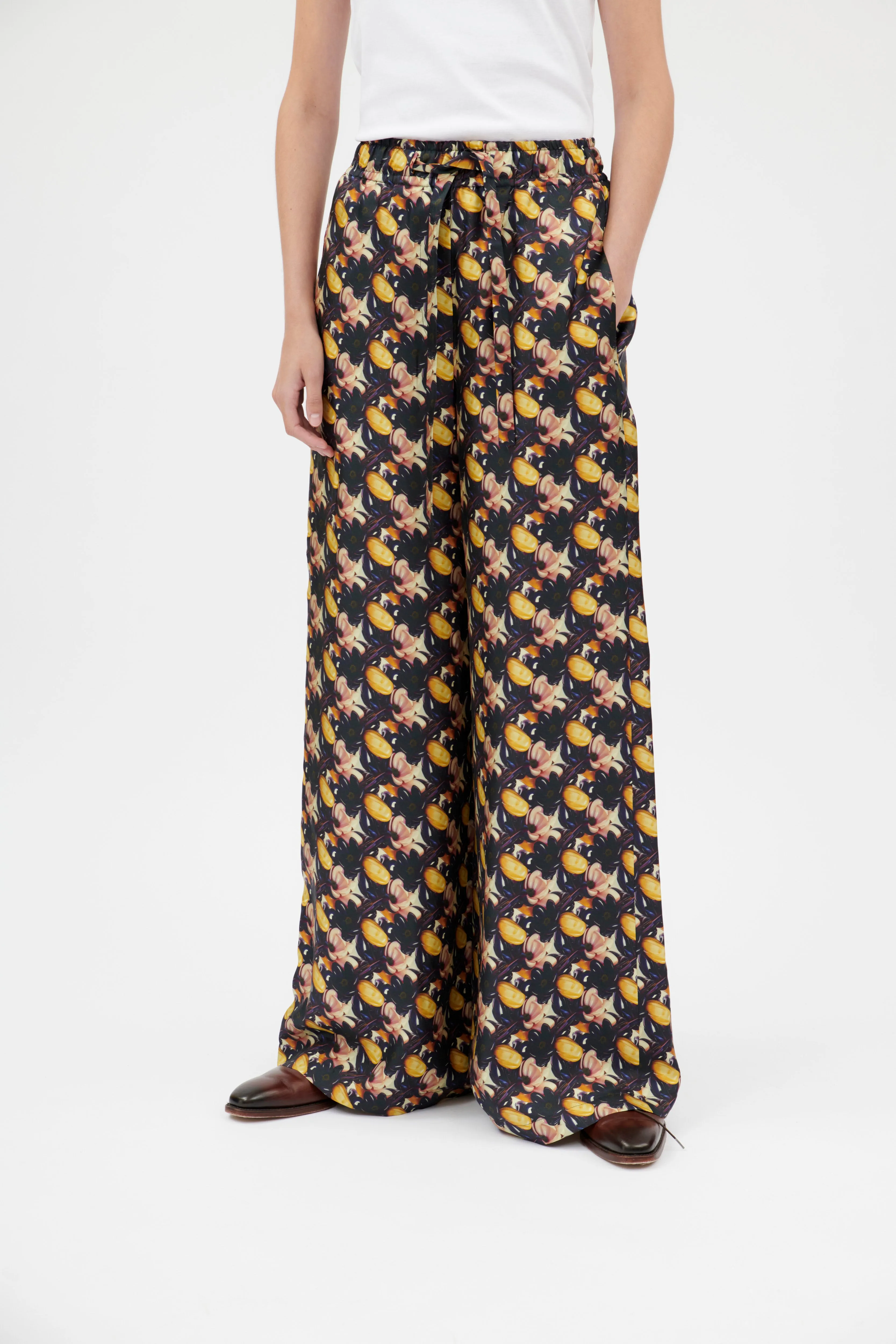 Magnolias & Buds Twill Hose, Deep Purple sold by ODEEH