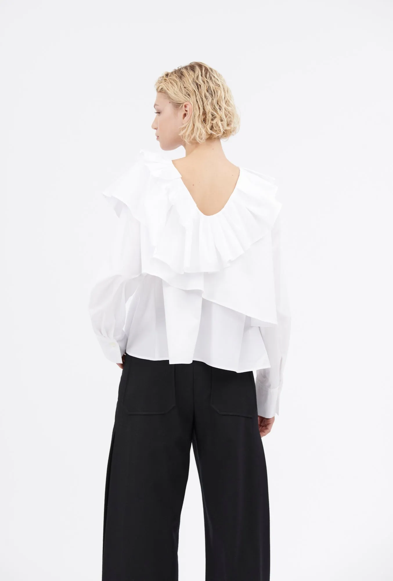 Light Poplin Bluse, White sold by ODEEH product image thumbnail 3