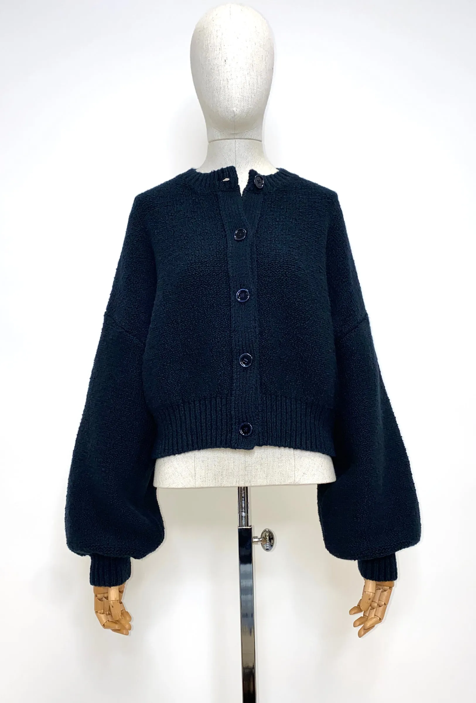 Twisted Bouclé Cardigan, Midnight sold by ODEEH