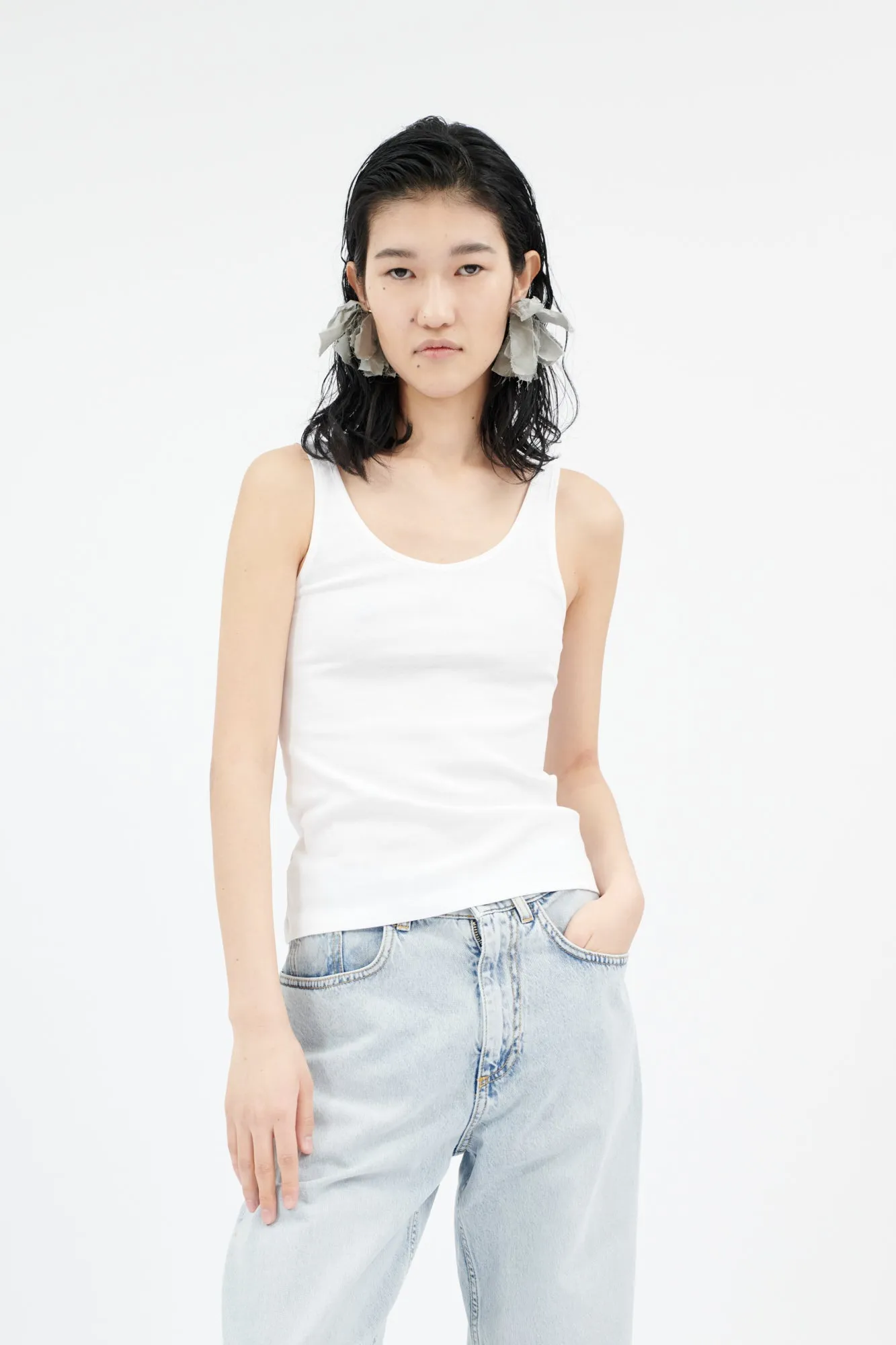 Organic Cotton Rib Jersey Top, Milk sold by ODEEH