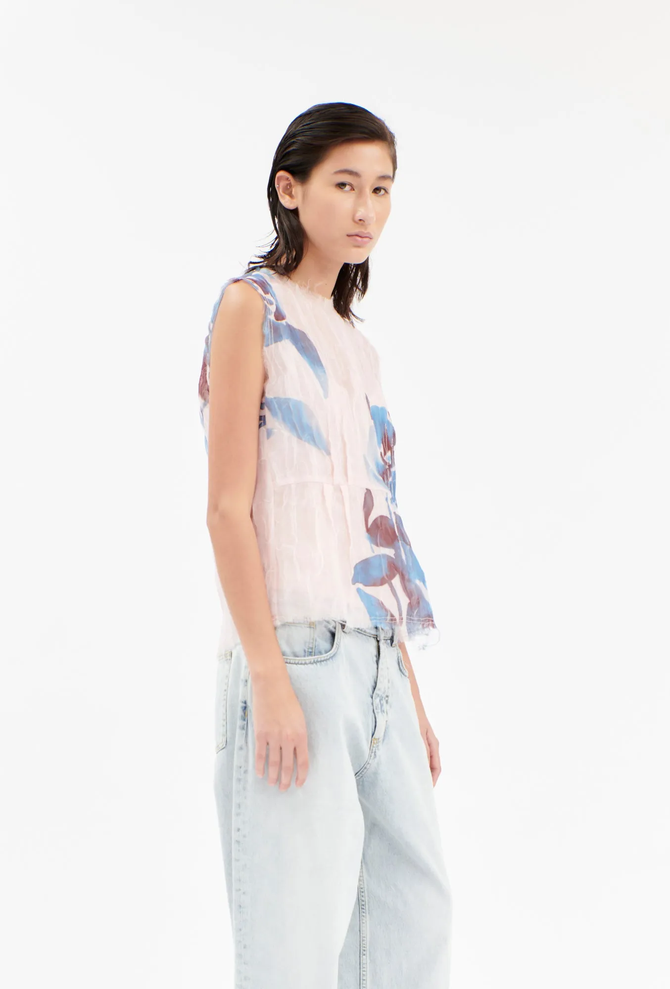 Painted Peonies Shirt, Capri Blue sold by ODEEH product image thumbnail 2