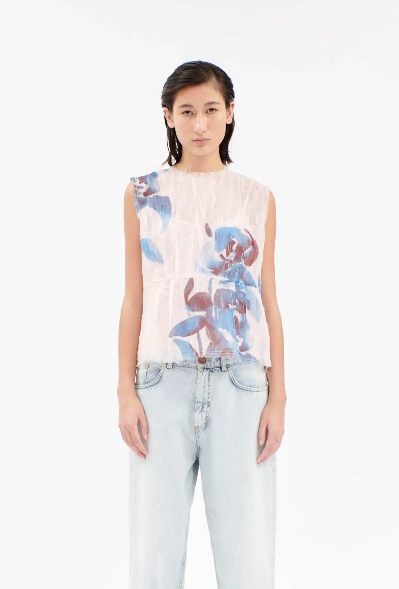 Painted Peonies Shirt, Capri Blue sold by ODEEH product image thumbnail 5