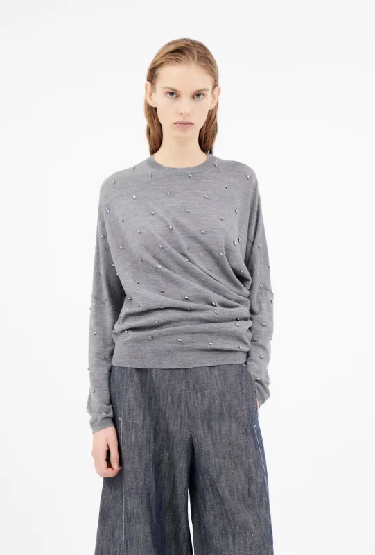 Merino Extrafine Pullover, Heather Grey made by ODEEH