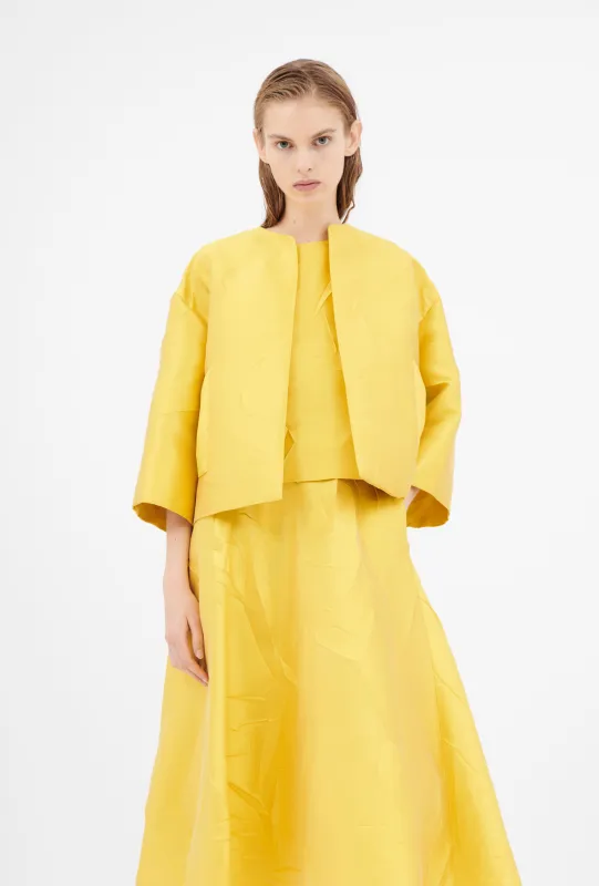 Macro Crinkle Jacquard Jacke, Lemon made by ODEEH