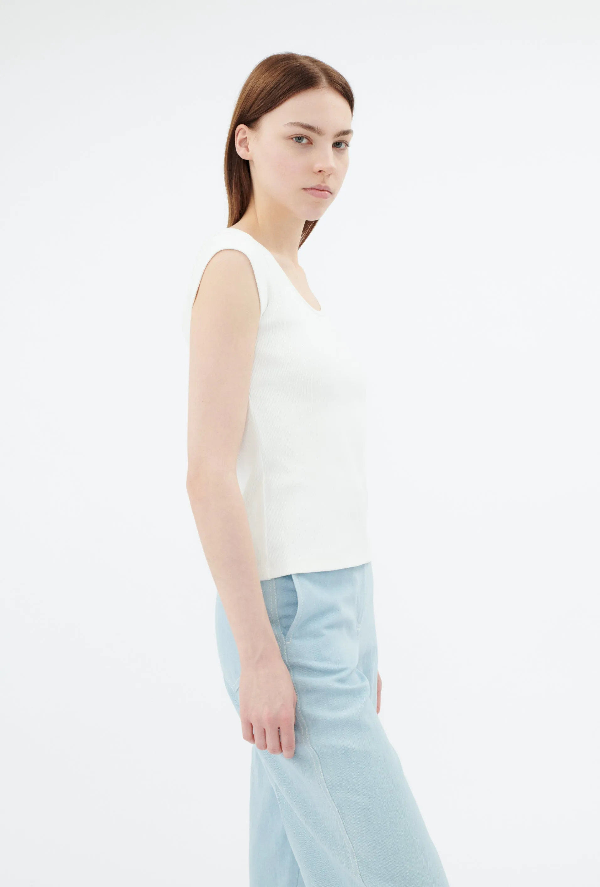 Organic Cotton Rib T-Shirt, Milk sold by ODEEH product image thumbnail 2