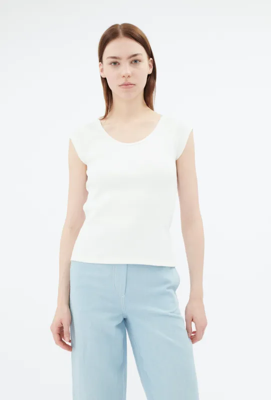 Organic Cotton Rib T-Shirt, Milk made by ODEEH