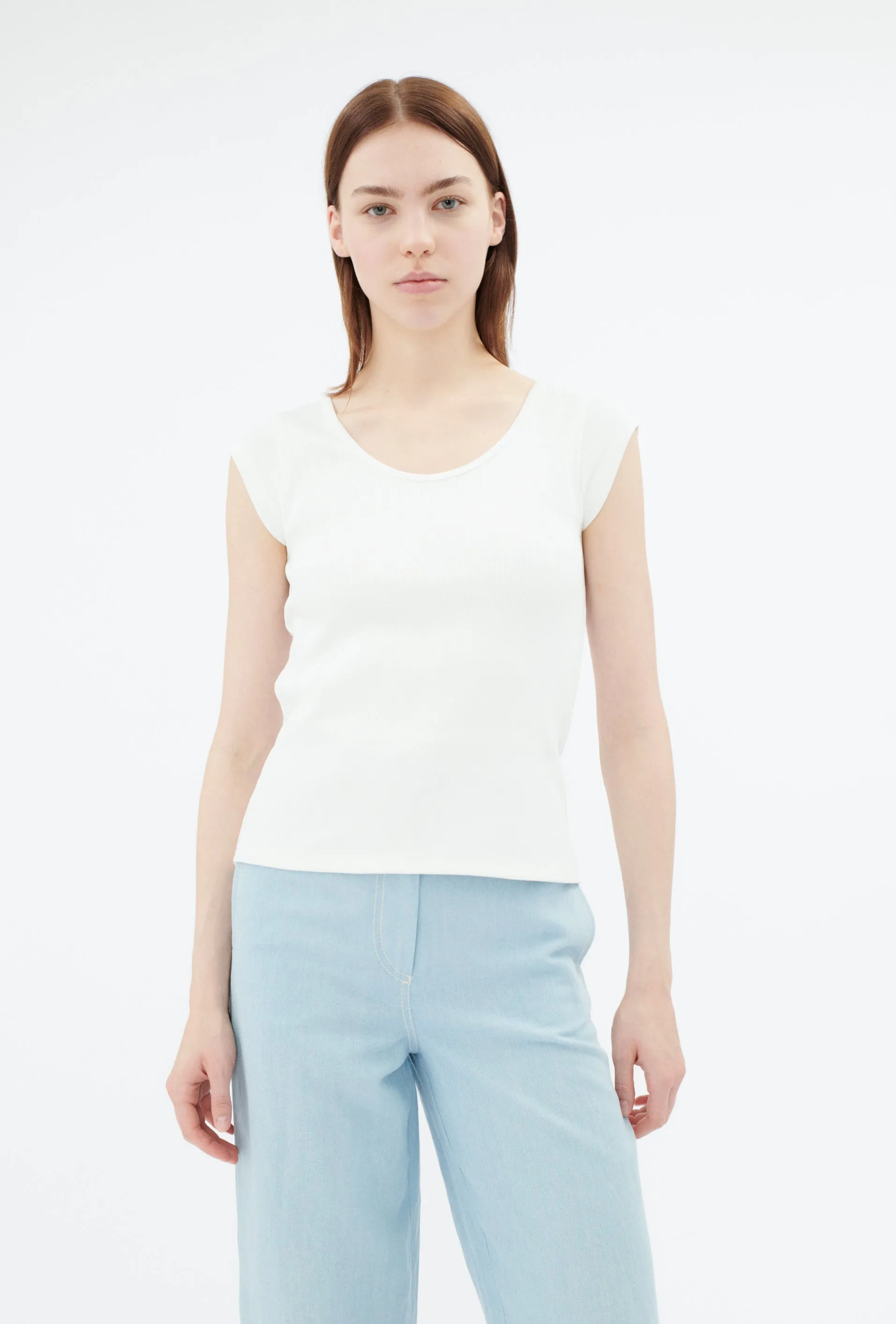 Organic Cotton Rib T-Shirt, Milk sold by ODEEH