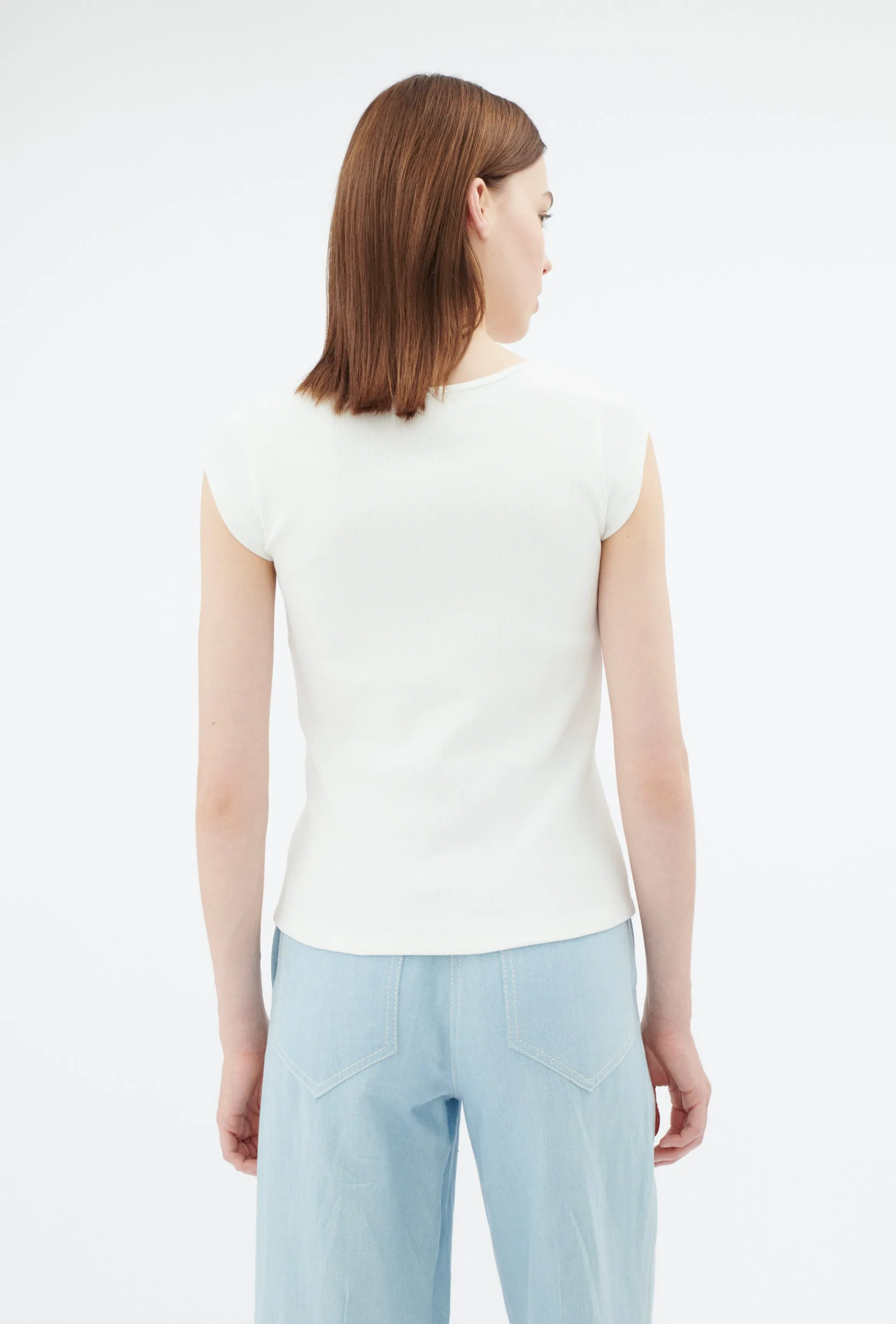 Organic Cotton Rib T-Shirt, Milk sold by ODEEH product image thumbnail 3