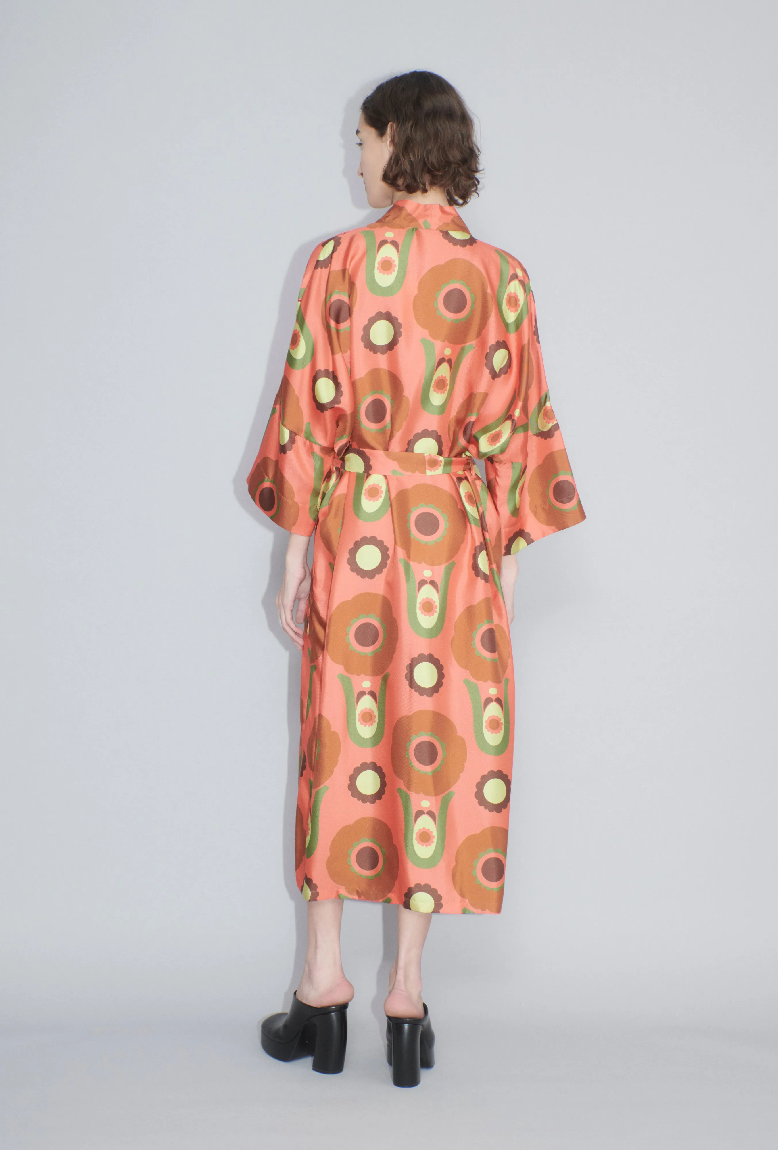 Folklore Flowers Twill Kimono, Tangerine sold by ODEEH product image thumbnail 4