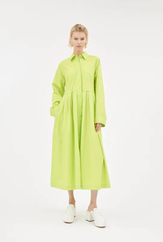 Poplin Kleid, Acid Green made by ODEEH