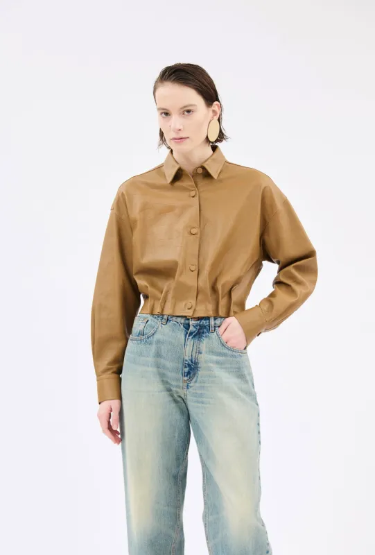 Wrinkled Lamb Nappa Bluse, Shellac made by ODEEH