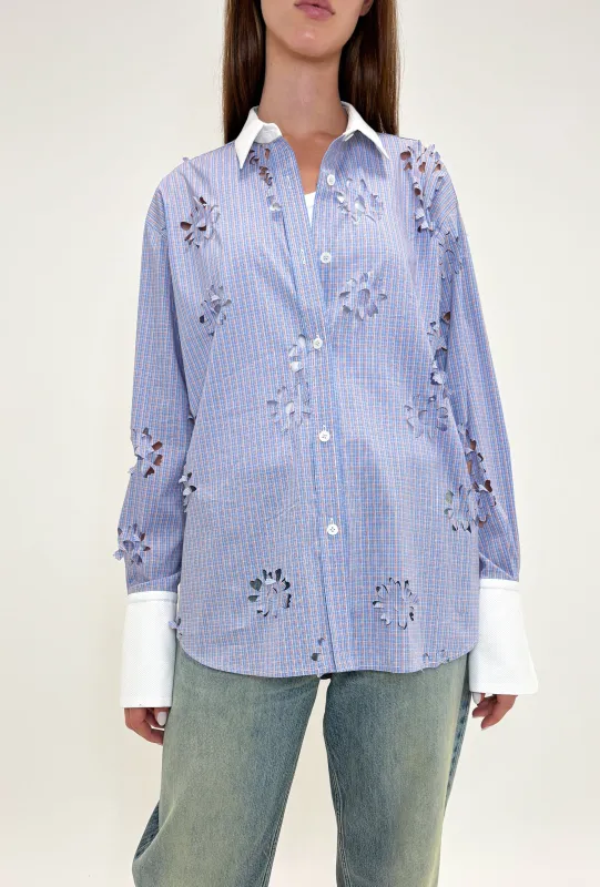 Laser Cut Flowers Bluse, Sky made by ODEEH