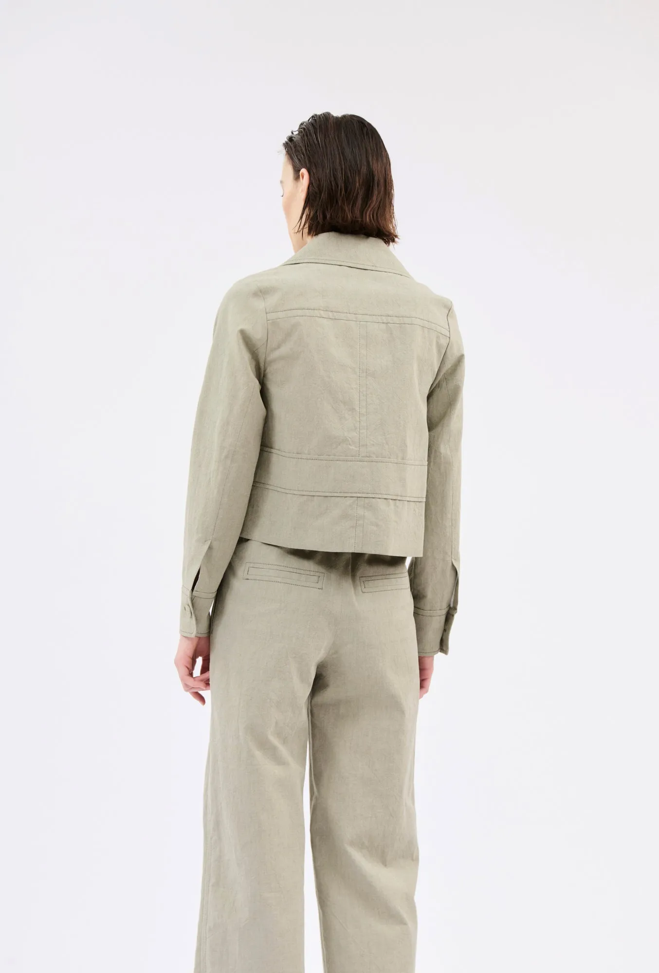 Crinkled Oxford Jacke, Putty sold by ODEEH product image thumbnail 4