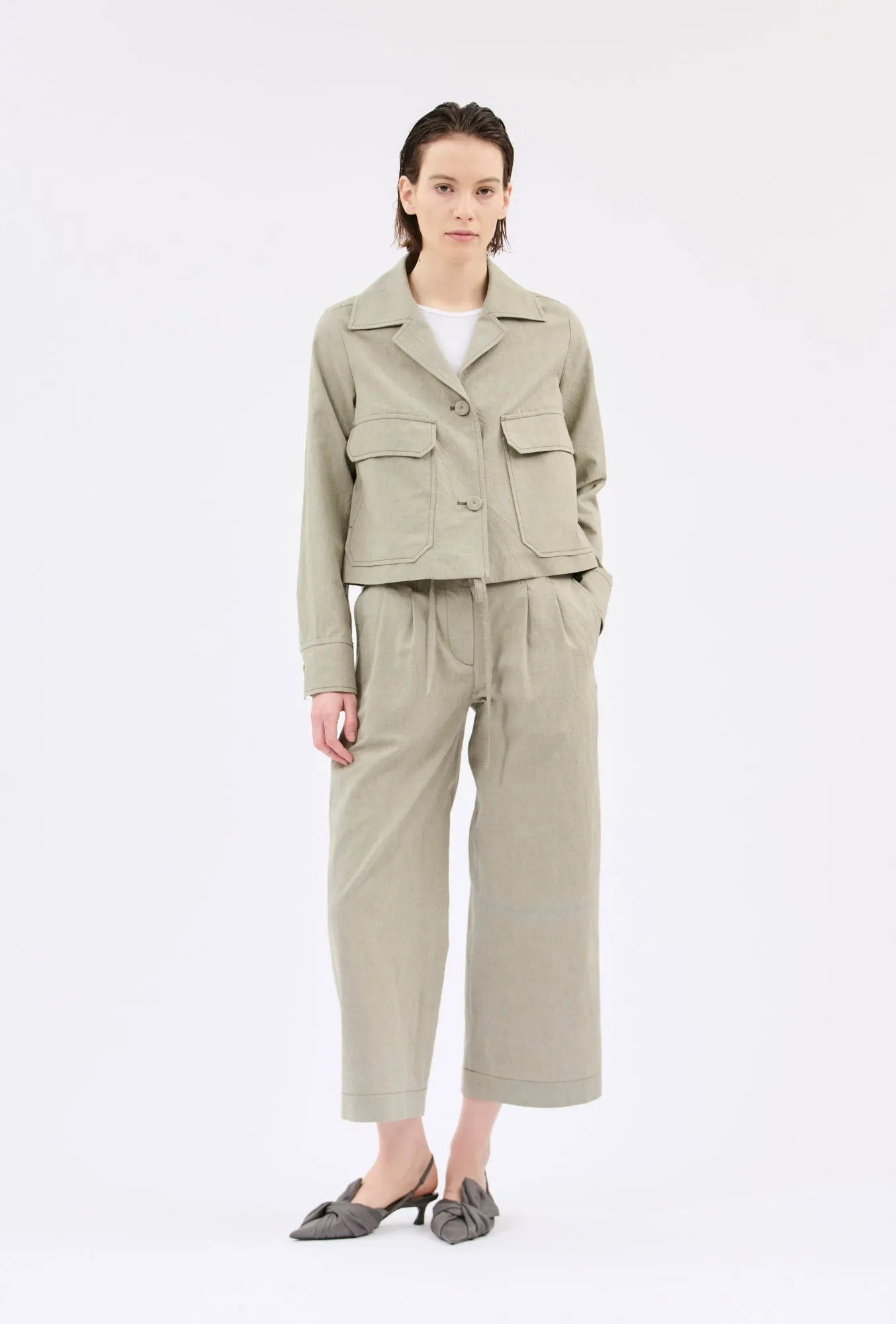 Crinkled Oxford Jacke, Putty sold by ODEEH product image thumbnail 2