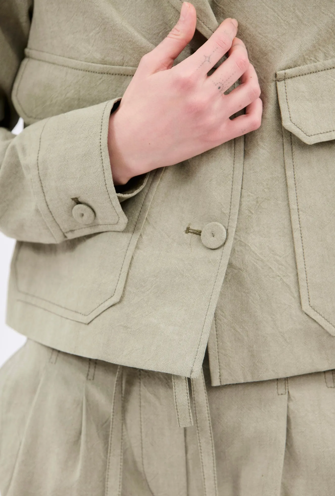 Crinkled Oxford Jacke, Putty sold by ODEEH product image thumbnail 5