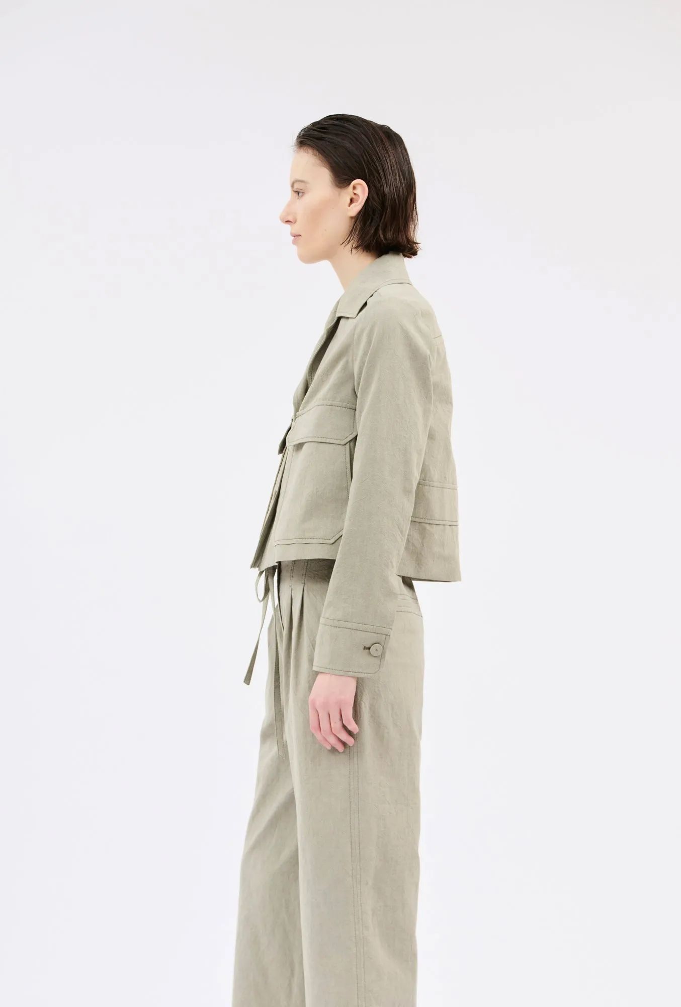 Crinkled Oxford Jacke, Putty sold by ODEEH product image thumbnail 3