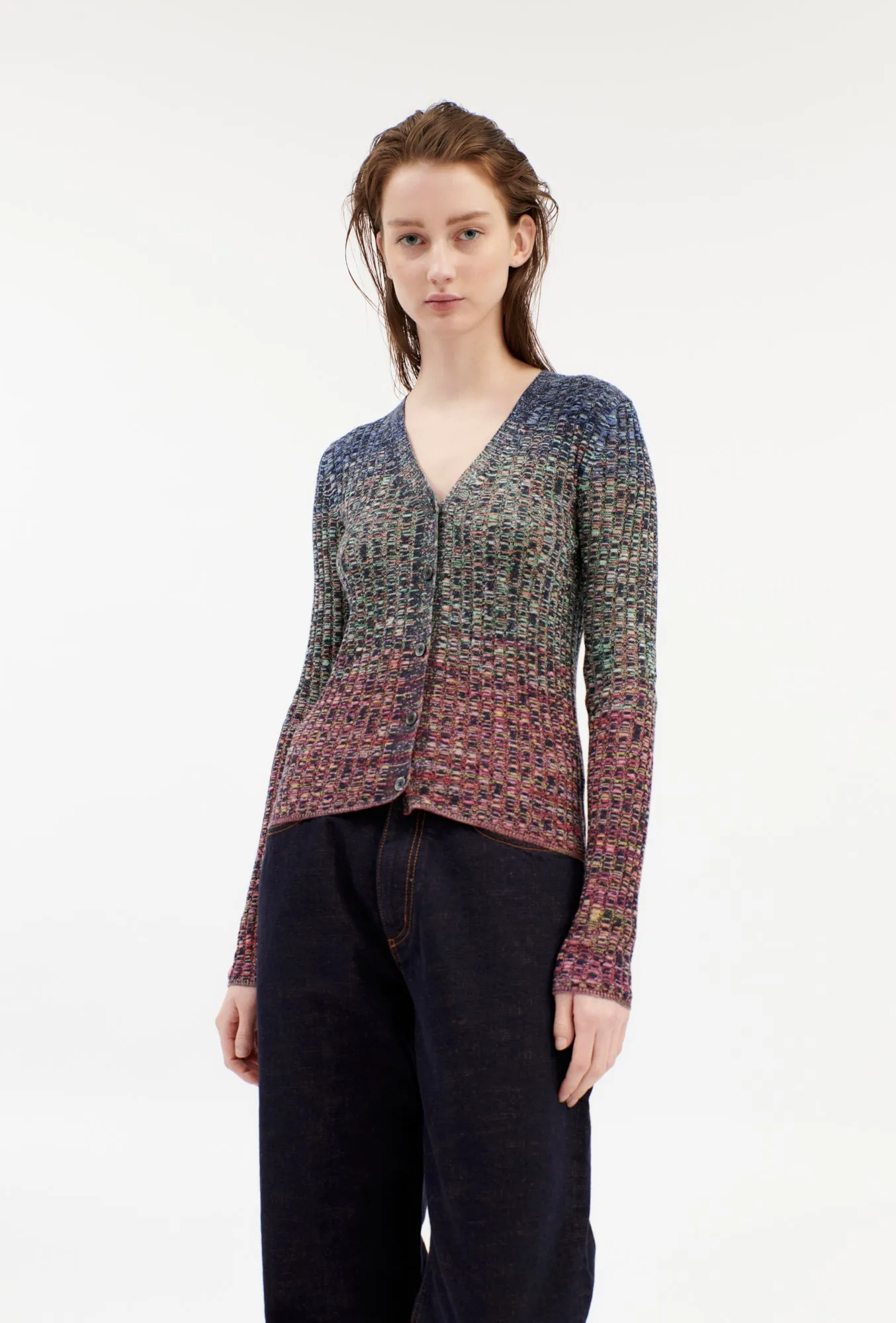 SPACE-DYED WOOL MIX Cardigan, Multicolor sold by ODEEH