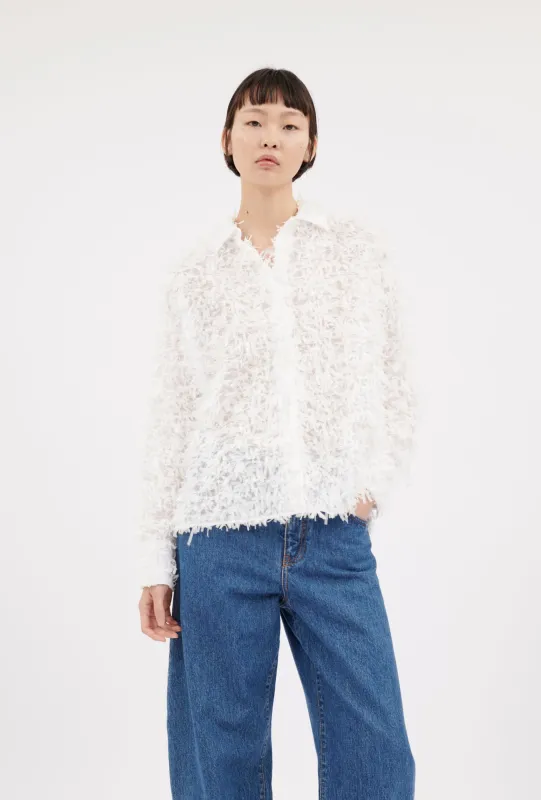 Fringy Tapes Bluse, Cream sold by ODEEH