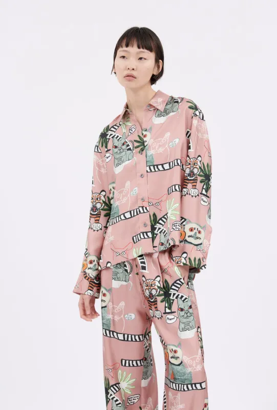 Cats & Tigers Bluse, Blush made by ODEEH