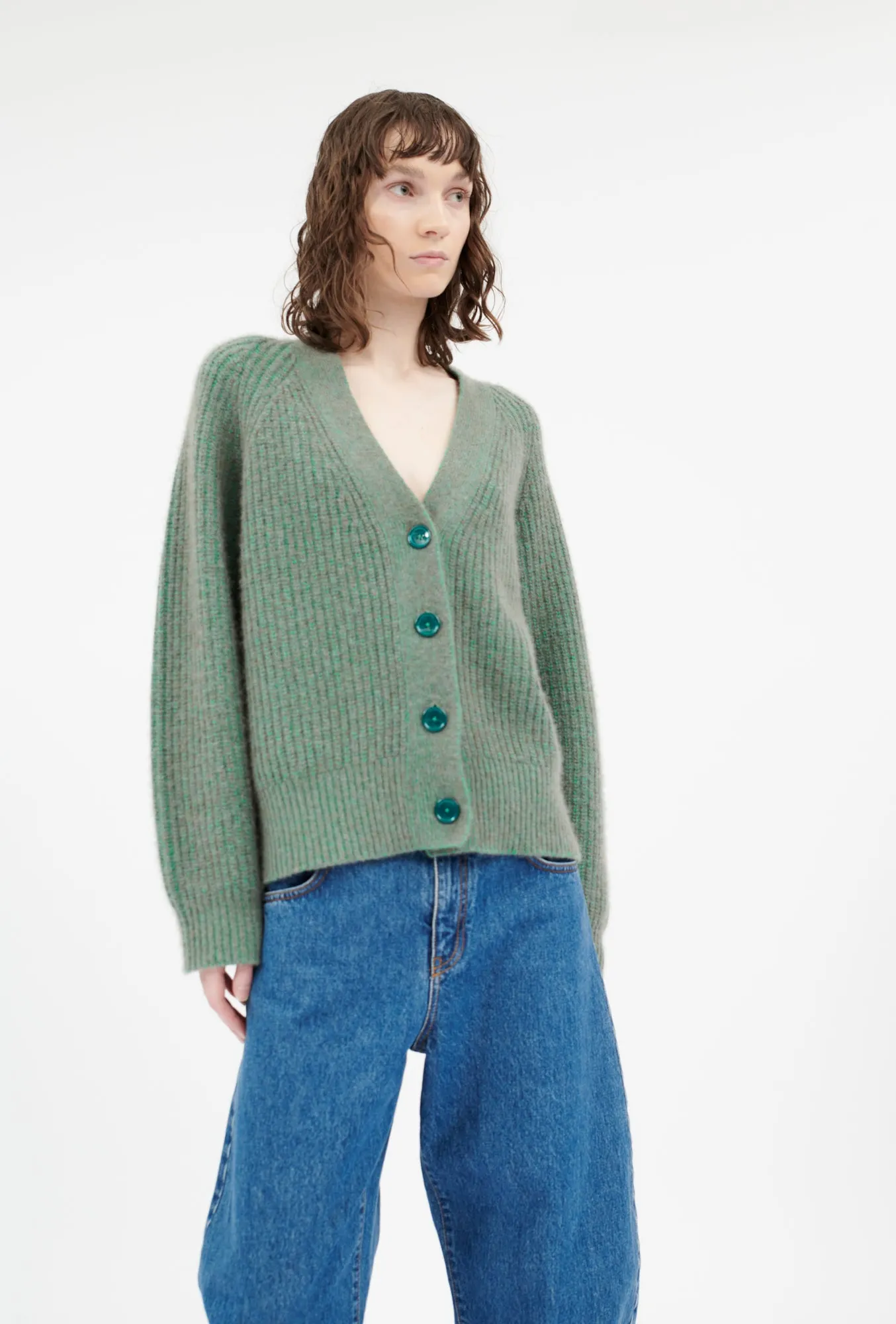CASHMERE COTTON VANISÈ Cardigan, Shamrock sold by ODEEH