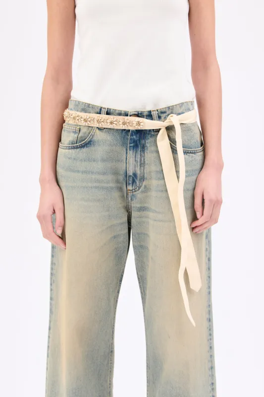 Rhinestone Belt, Cream made by ODEEH