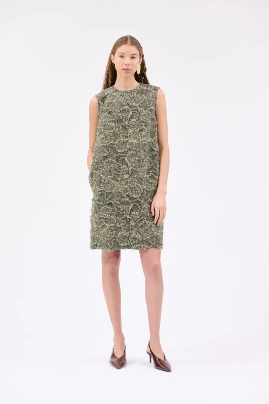 Destructured Jacquard Kleid, Dark Khaki made by ODEEH