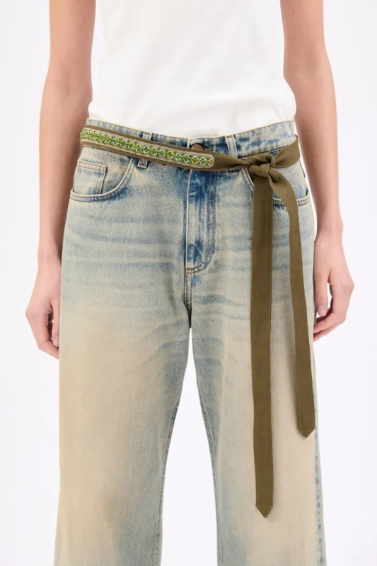 Rhinestone Belt, Dark Khaki made by ODEEH