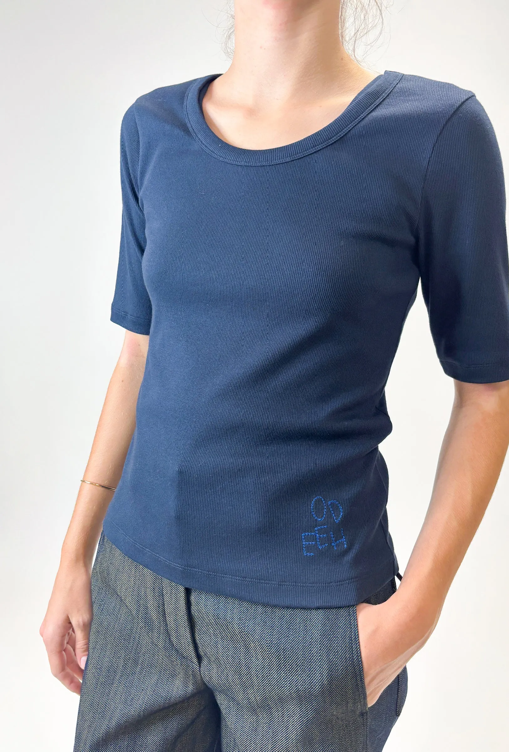 Organic Single Jersey T-Shirt, Navy sold by ODEEH product image thumbnail 4