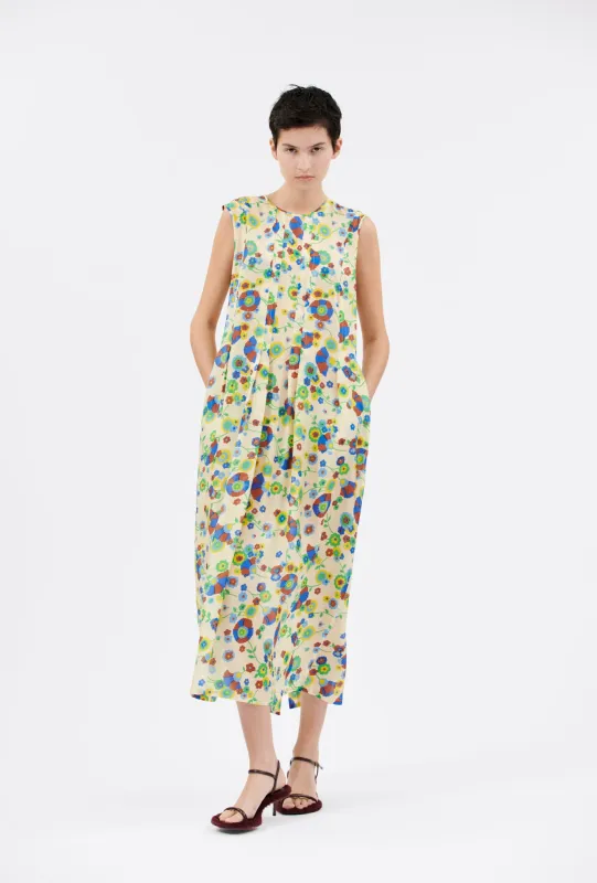 Florets Kleid, Pale Yellow made by ODEEH