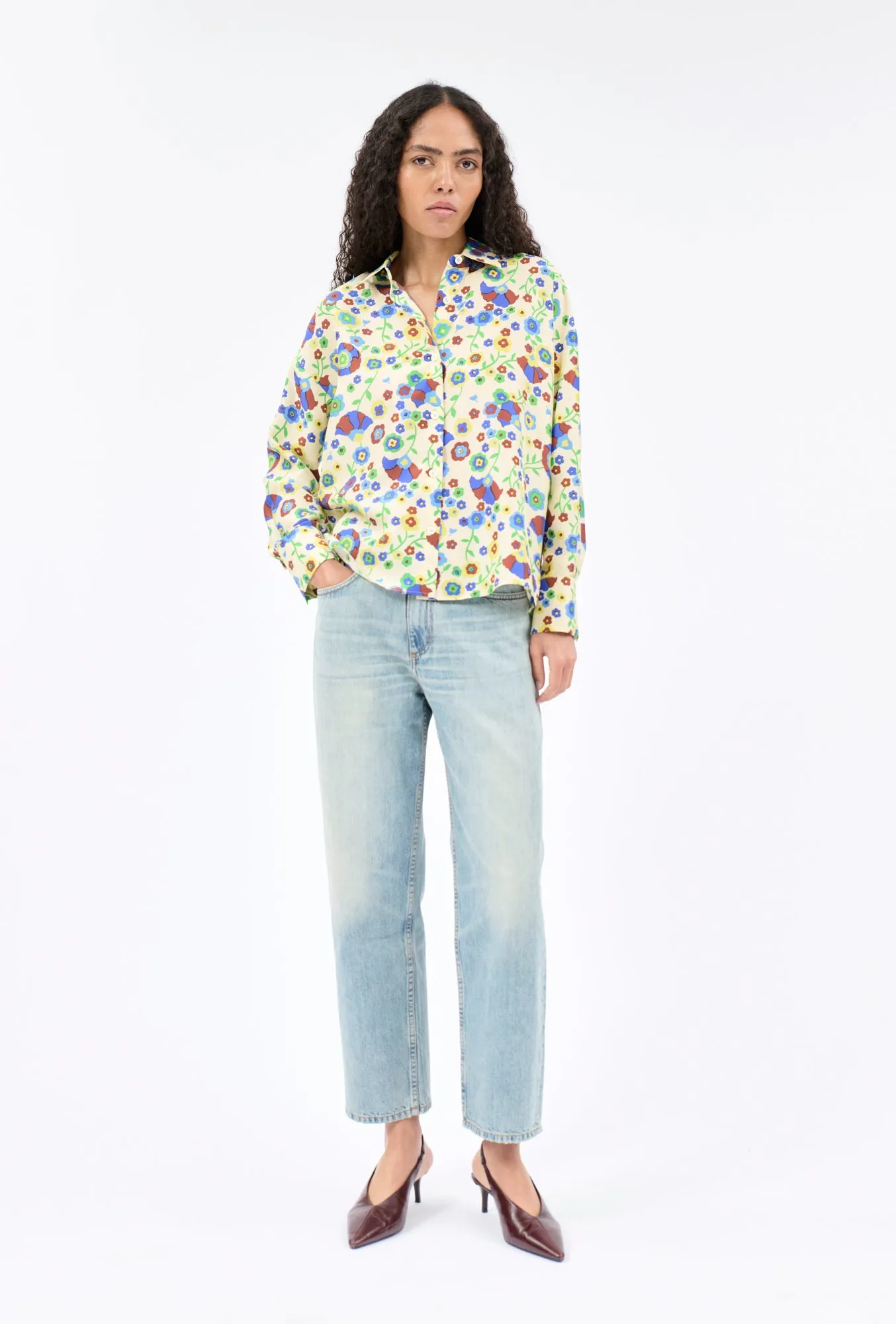 Florets Bluse, Pale Yellow sold by ODEEH