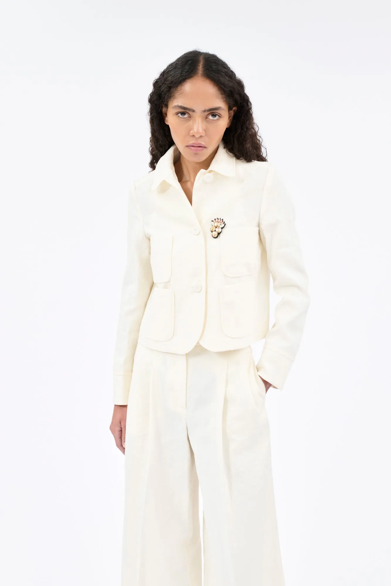 Structured Cotton / Linen Jacke, Off White sold by ODEEH product image thumbnail 3