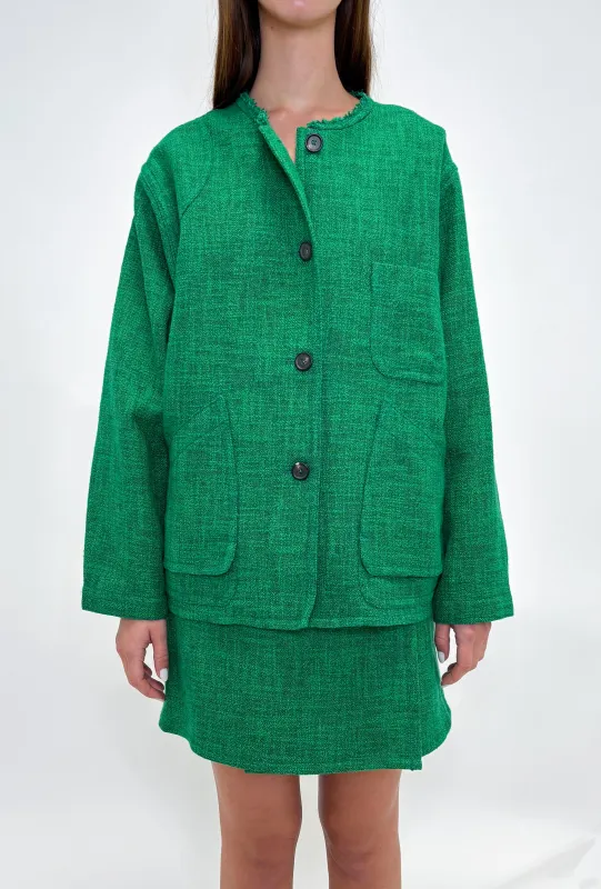 Hemp Tweed Blouson, Billard Green made by ODEEH