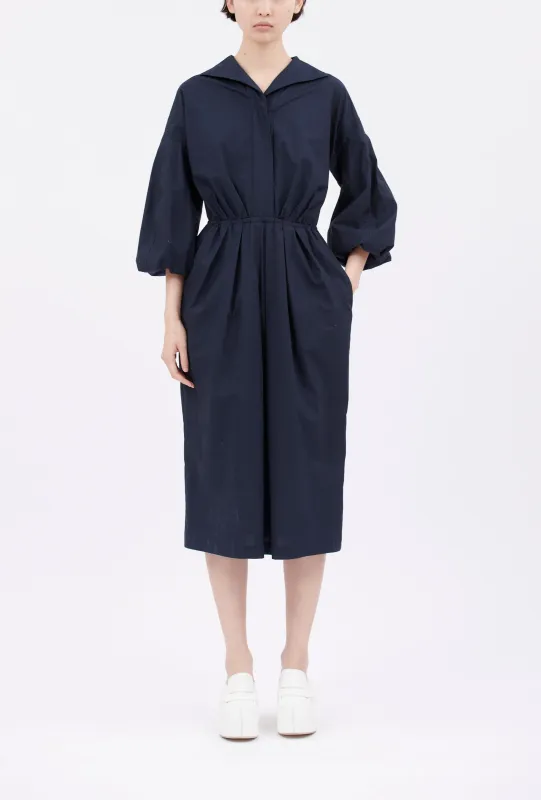 Poplin Kleid, Navy made by ODEEH