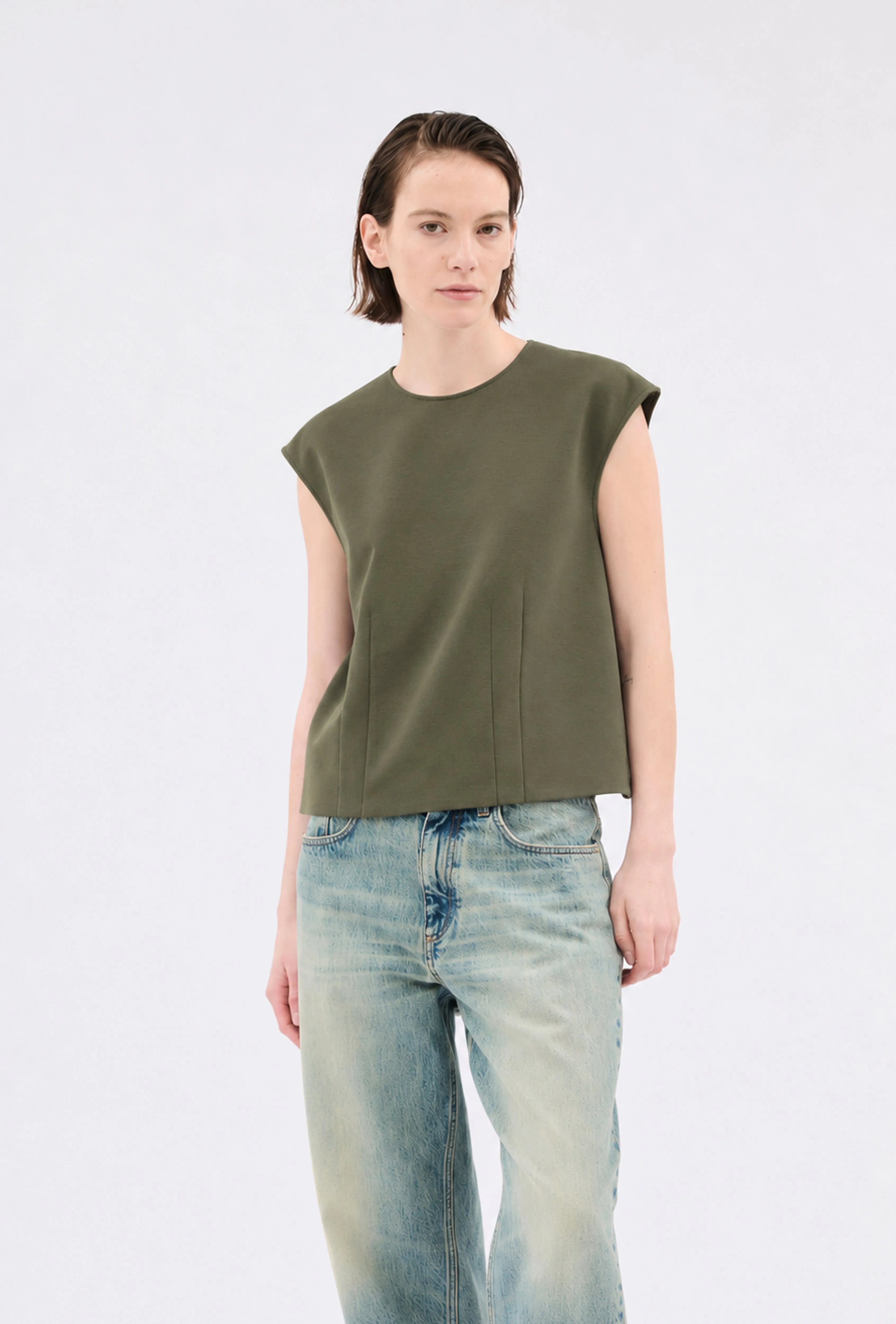 Compact Jersey Top, Dark Khaki sold by ODEEH