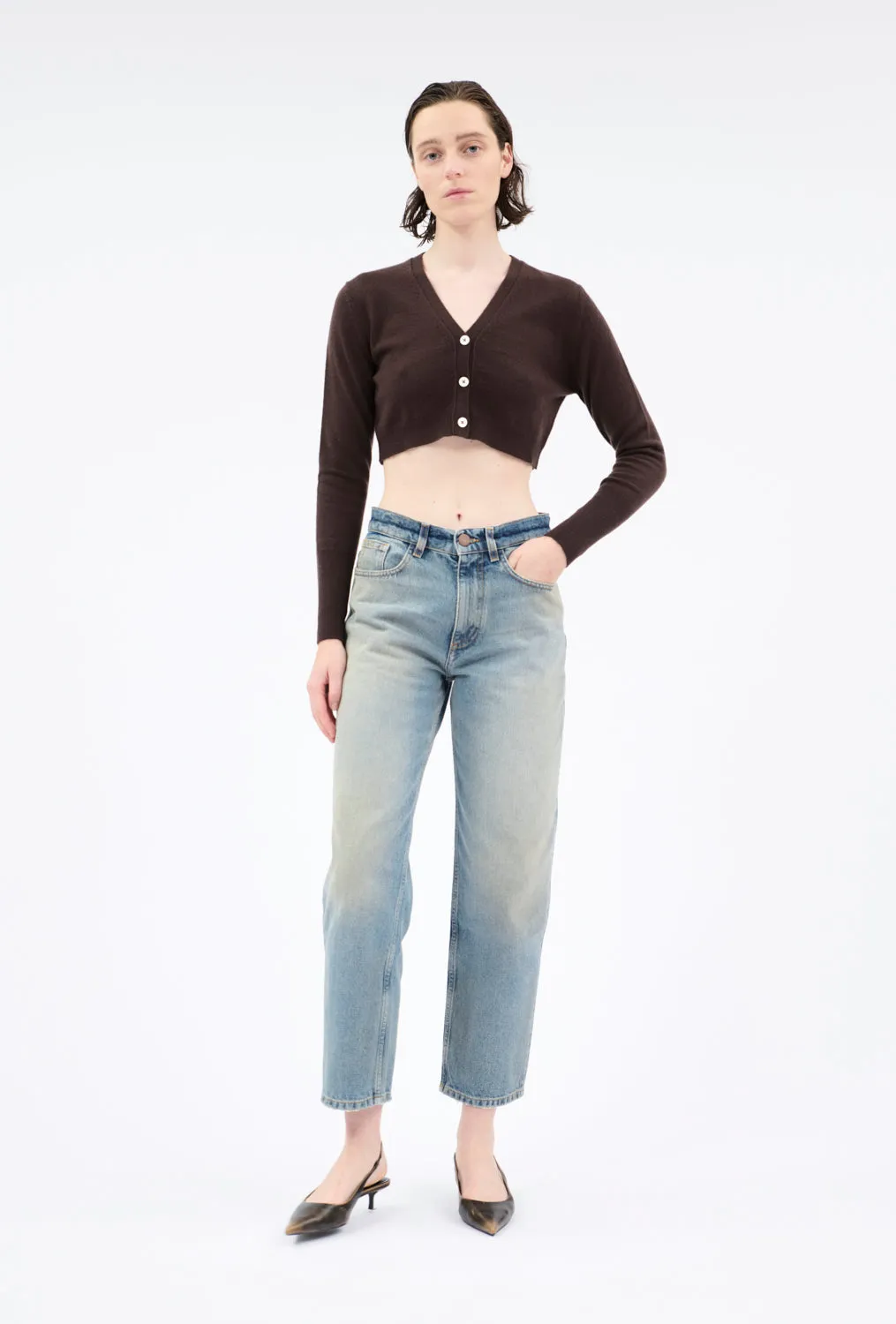Light Cashmere Cardigan, Chocolate sold by ODEEH product image thumbnail 5
